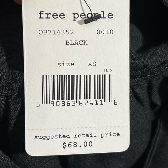 Free People Ruffle Trim Cut Out Erin Mini Dress Black Linen Womens Size XS NWT - Picture 10 of 10